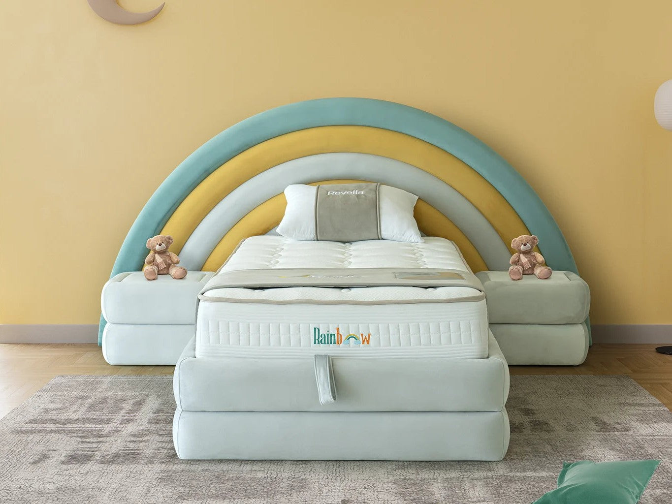 Kinderbett Rainbow – Buntes Regenbogen-Design & Orthopädische Matratze