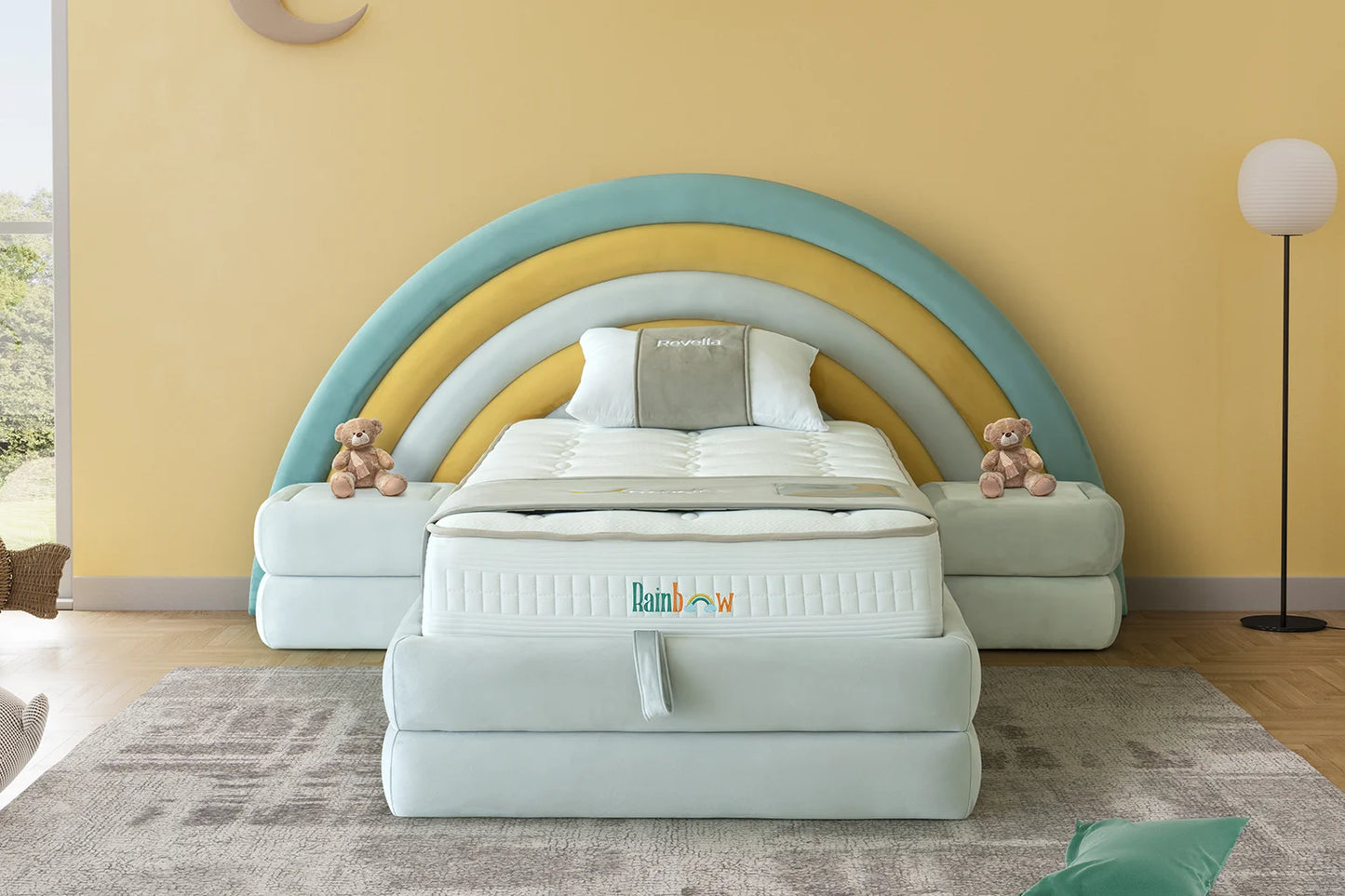 Kinderbett Rainbow – Buntes Regenbogen-Design & Orthopädische Matratze