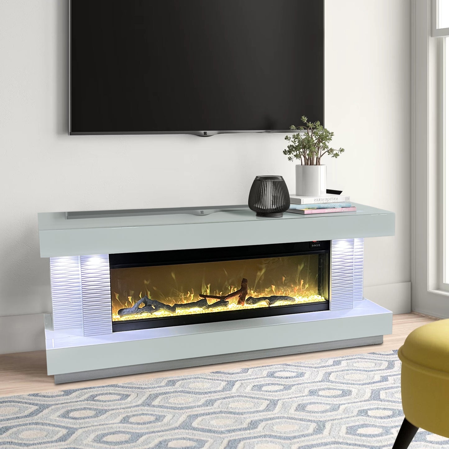 Rita TV-Tisch mit Kamin