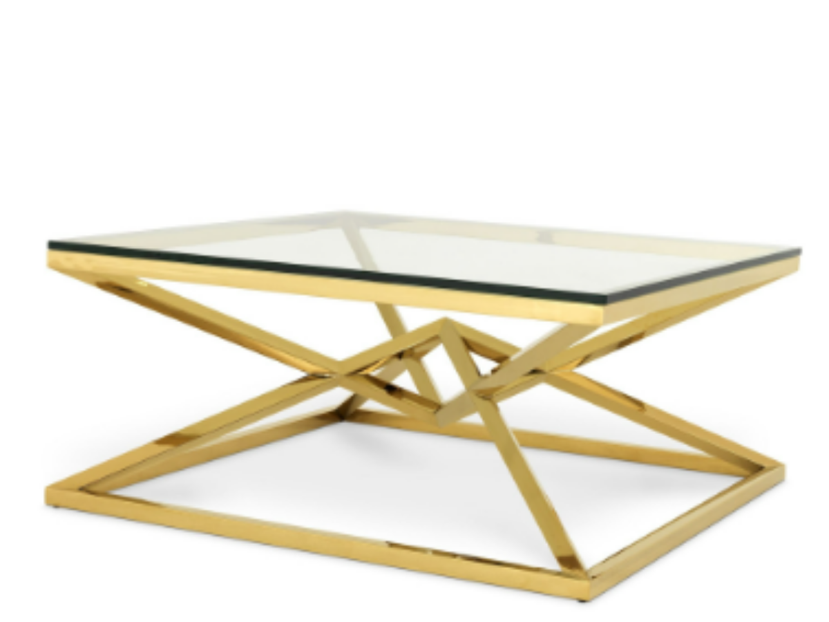 HT-H1909 Metal Gold-Glas Couchtisch