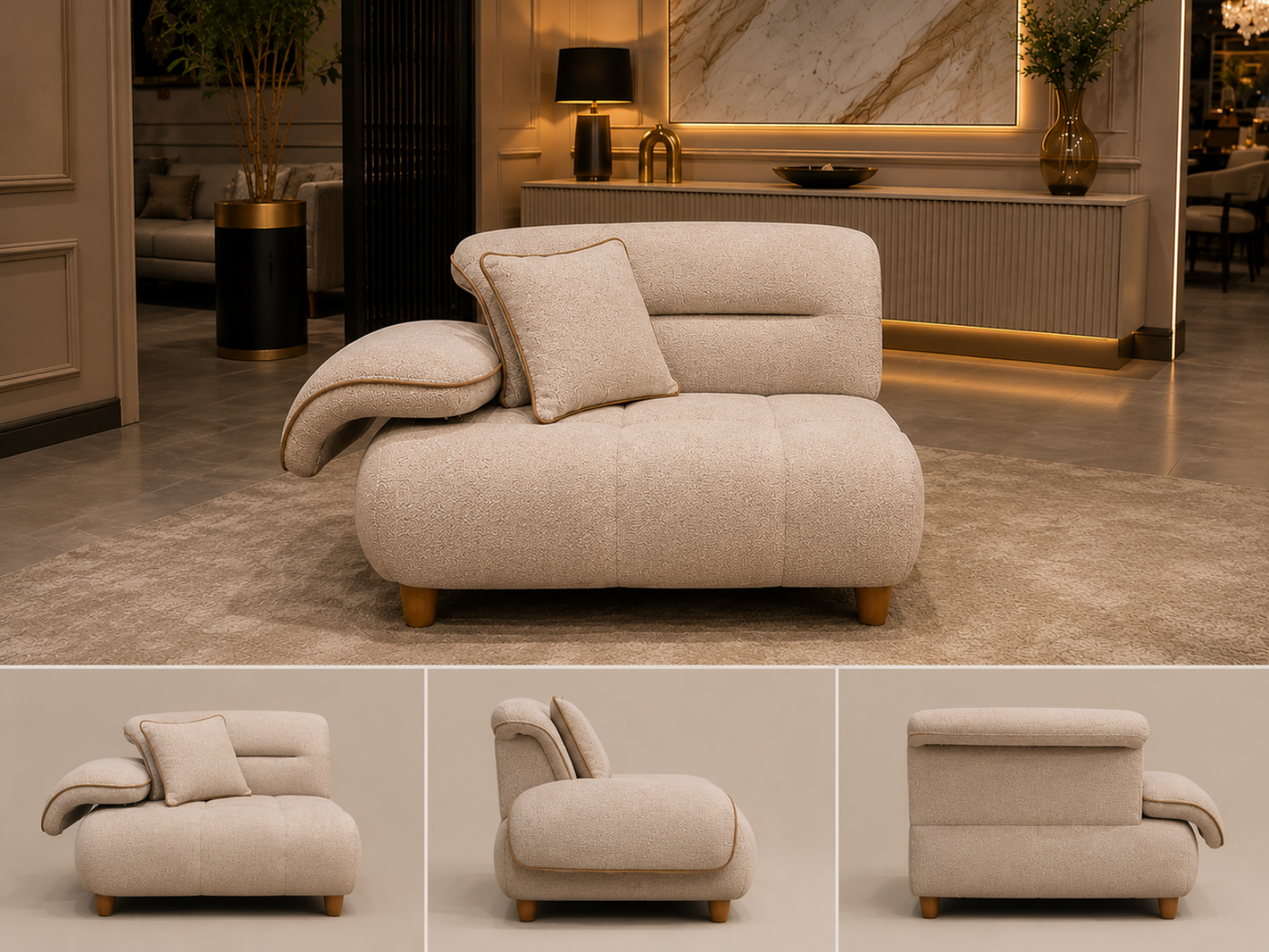 Latte Modul mit Armlehne Links- 130cm