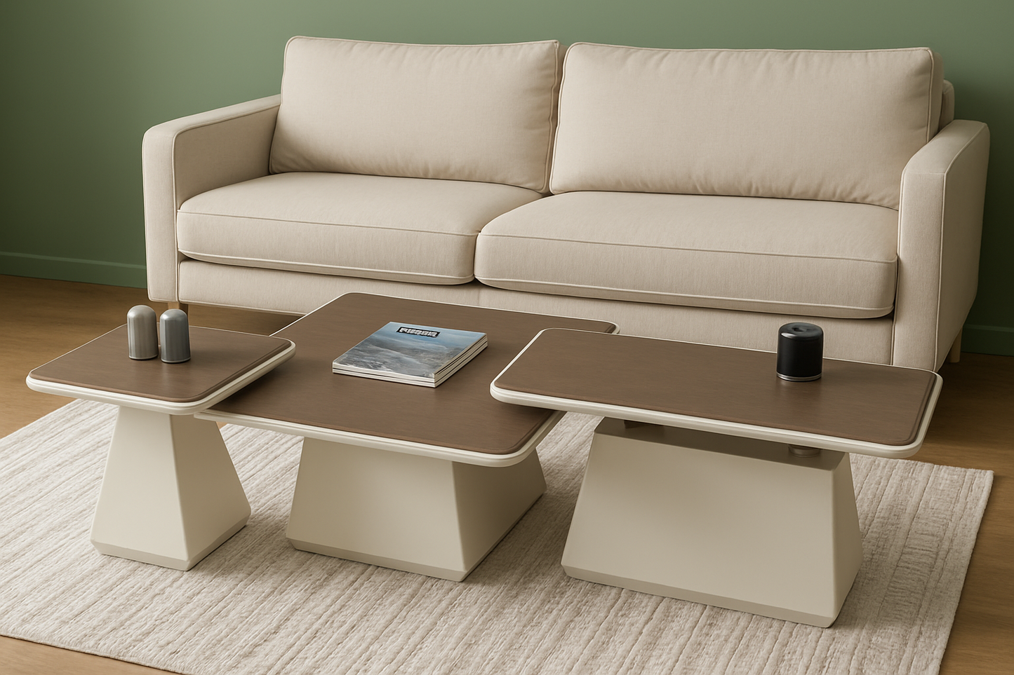 Venedik Couchtisch 3er Set Dunkle Eiche