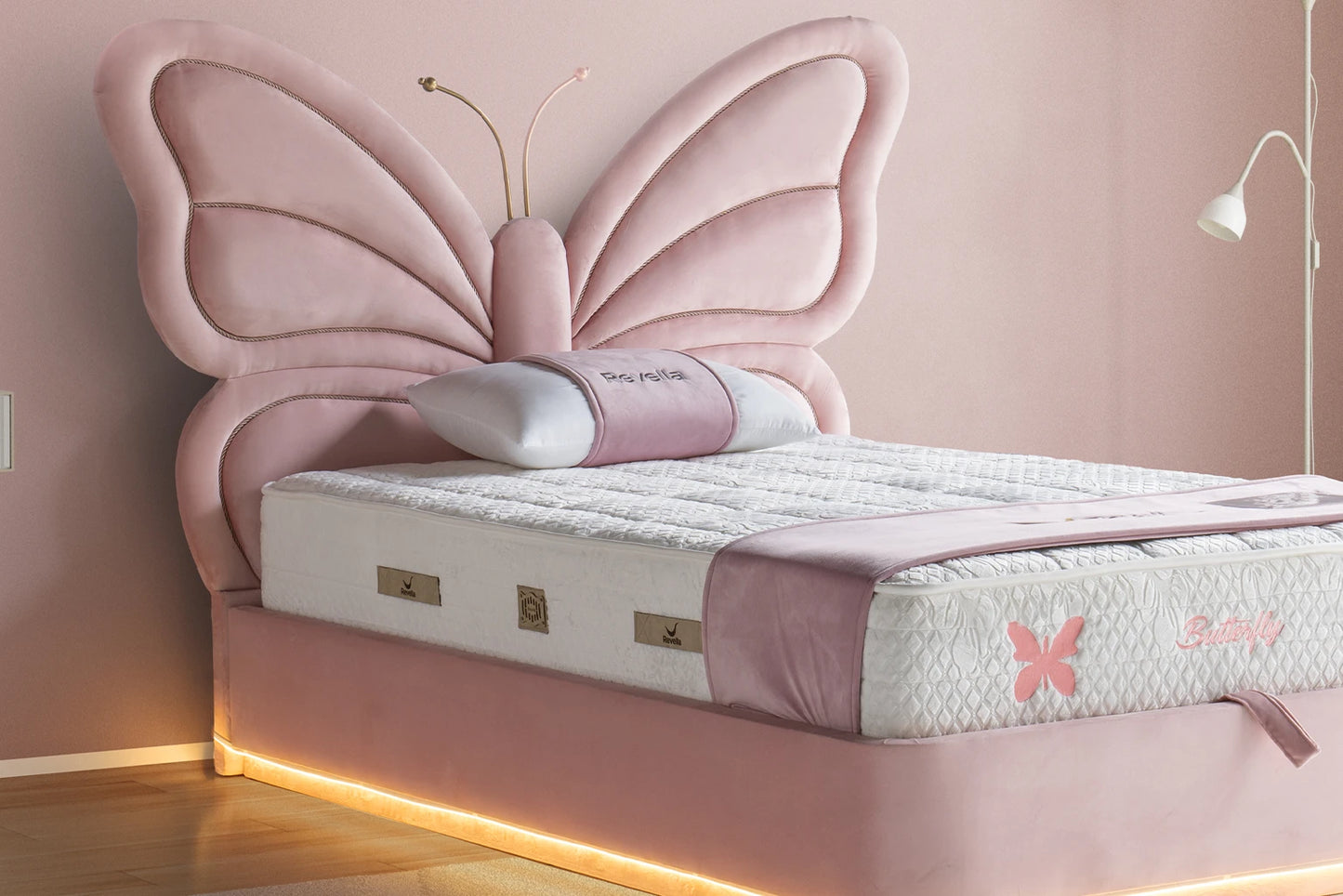Kinderbett Butterfly – Zauberhaftes Schmetterlings-Design & Orthopädische Matratze