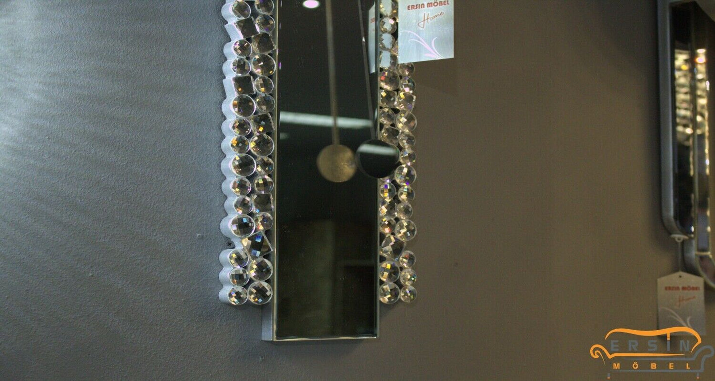 Kristall Wanduhr Silber länglich 30 x 80cm mit Kreisenkante - Er-sin Möbel GmbH
