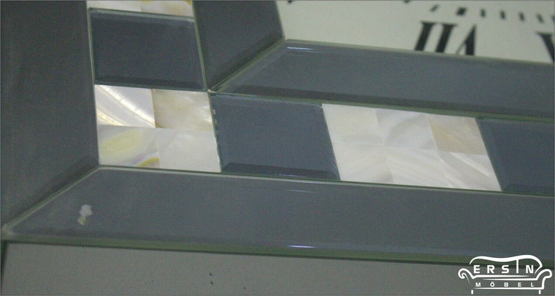 Kristall Wanduhr Silber Quadratisch 50cm mit Fliesenkante - Er-sin Möbel GmbH