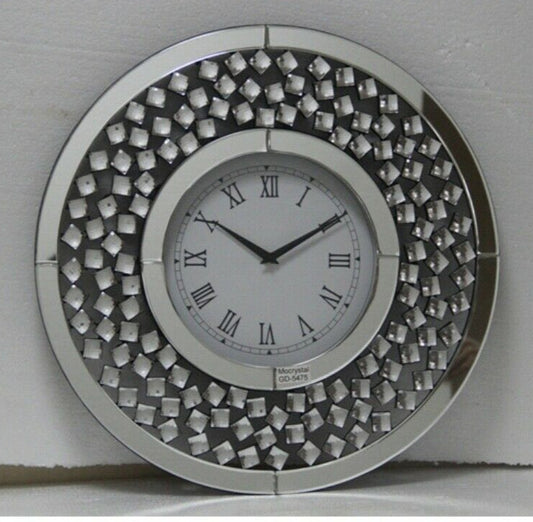 Kristall Wanduhr Silber Rund Ø 50cm - Er-sin Möbel GmbH
