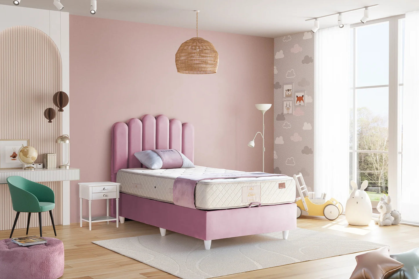 Kinderbett Luna – Süßes Bären-Design & Orthopädische Matratze