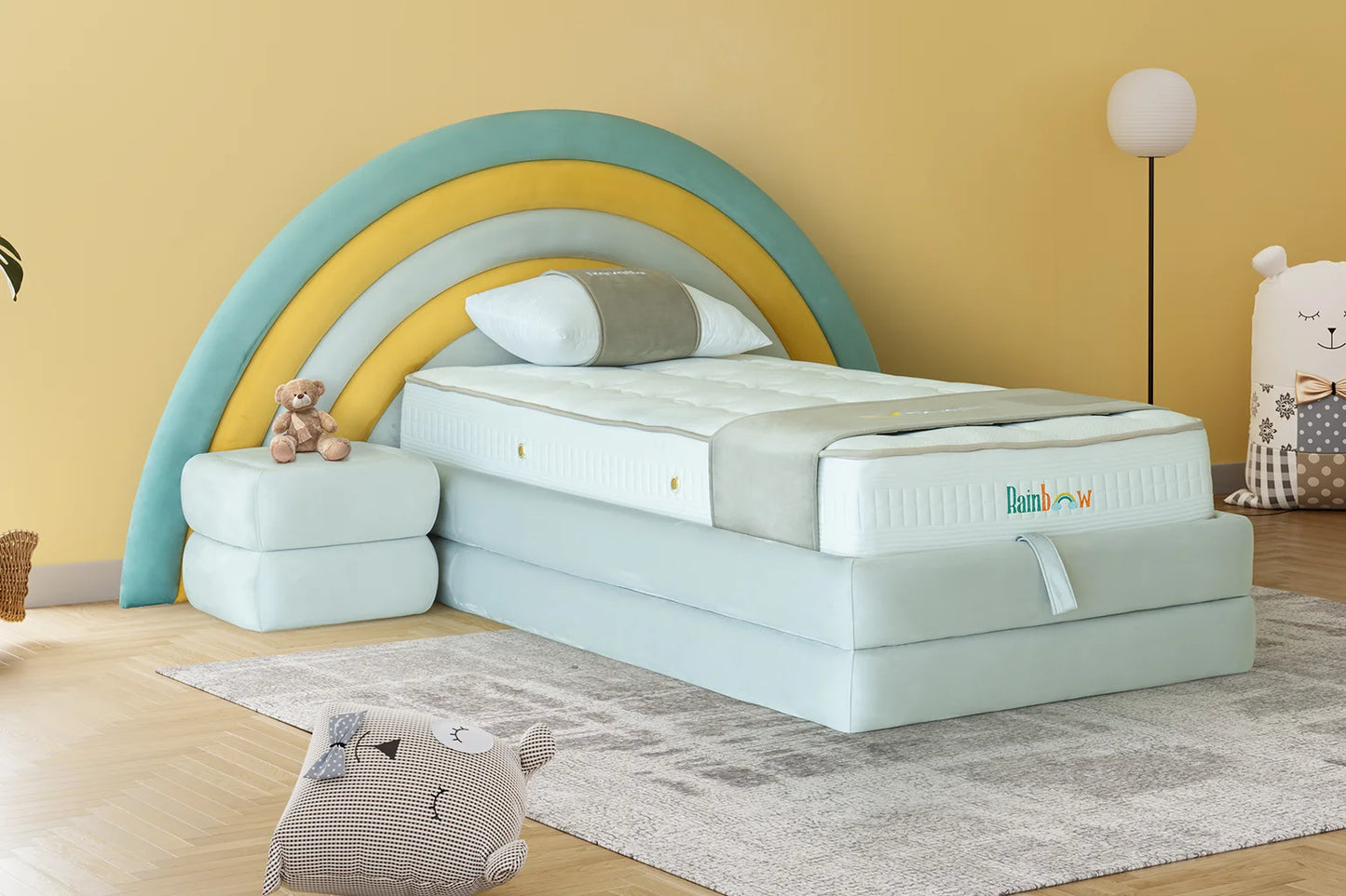 Kinderbett Rainbow – Buntes Regenbogen-Design & Orthopädische Matratze