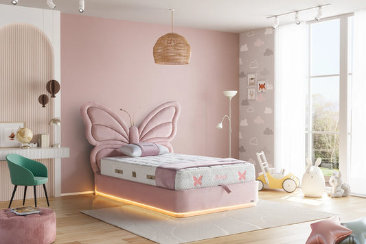 Kinderbett Butterfly – Zauberhaftes Schmetterlings-Design & Orthopädische Matratze