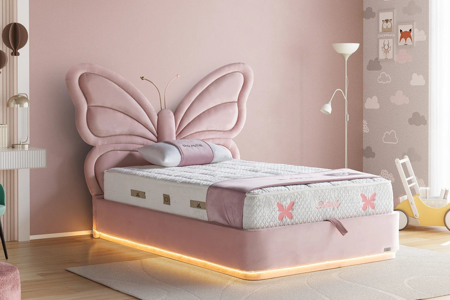 Kinderbett Butterfly – Zauberhaftes Schmetterlings-Design & Orthopädische Matratze
