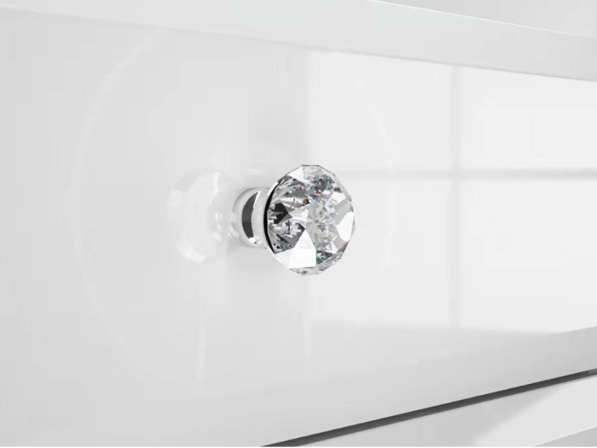 Glamour Nachtkommode Weiß HG/ Chrom