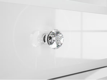 Glamour Nachtkommode Weiß HG/ Chrom