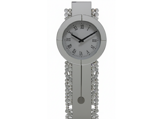 Kristall Wanduhr Silber länglich 30 x 80cm mit Kreisenkante