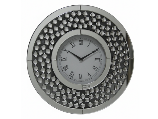 Kristall Wanduhr Silber Rund Ø 50cm