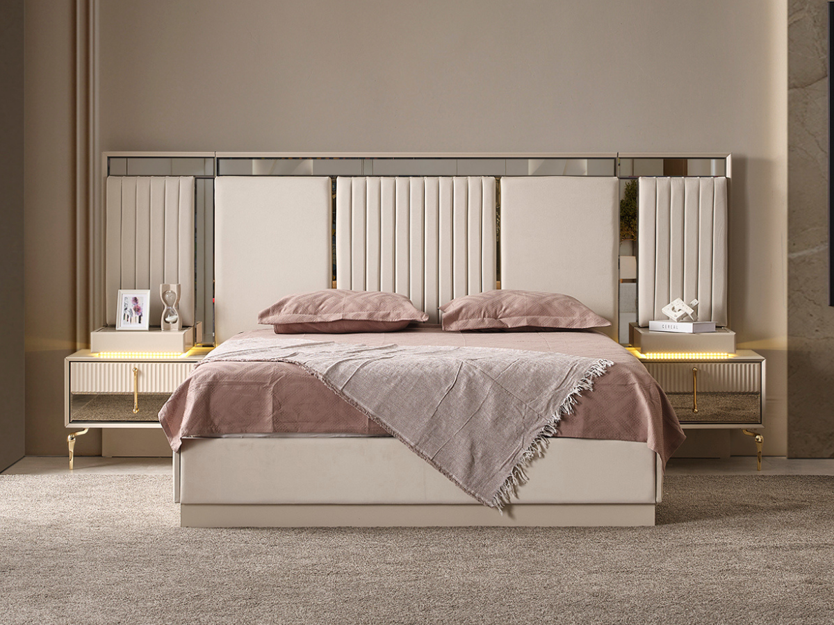 Lexus Creme Bett mit Bettkasten