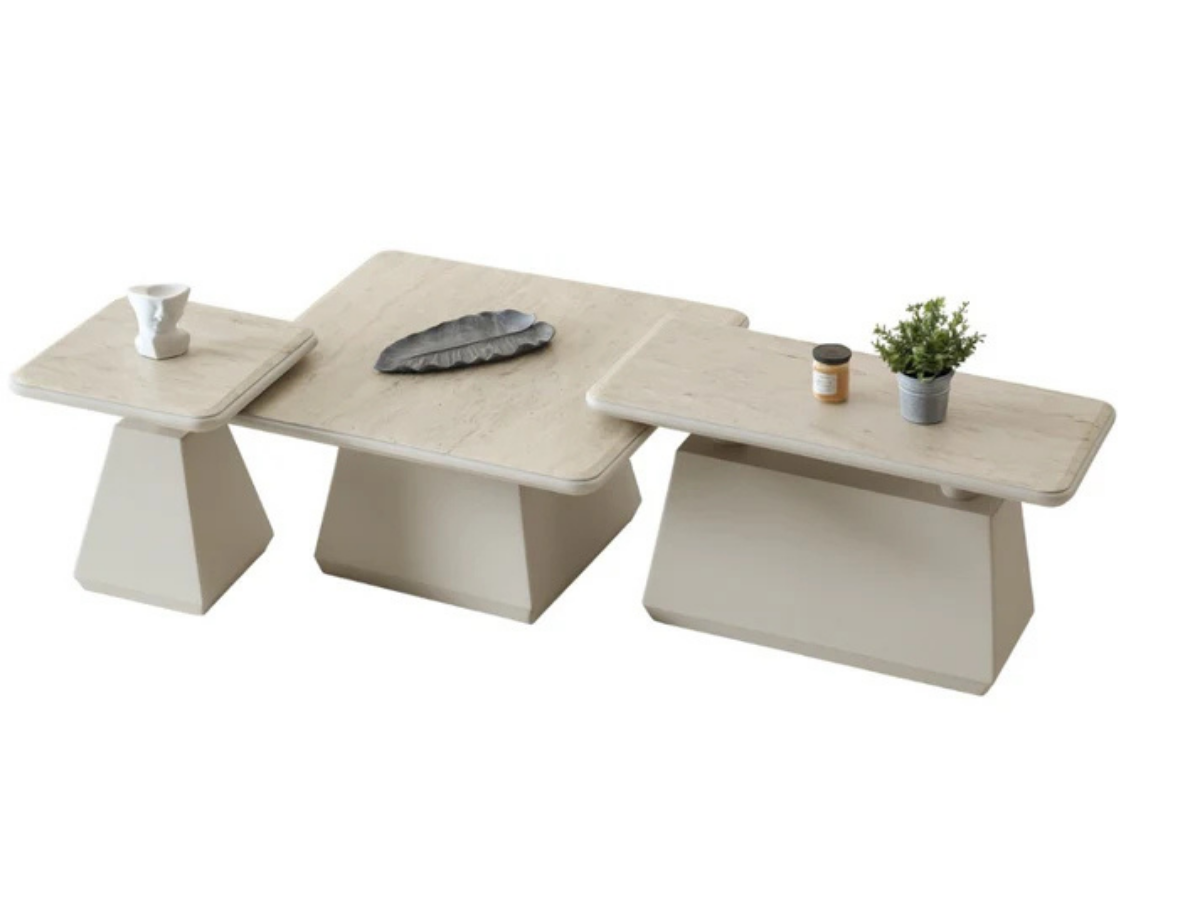 Venedik Couchtisch 3er Set Traverten