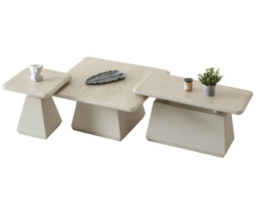 Venedik Couchtisch 3er Set Traverten