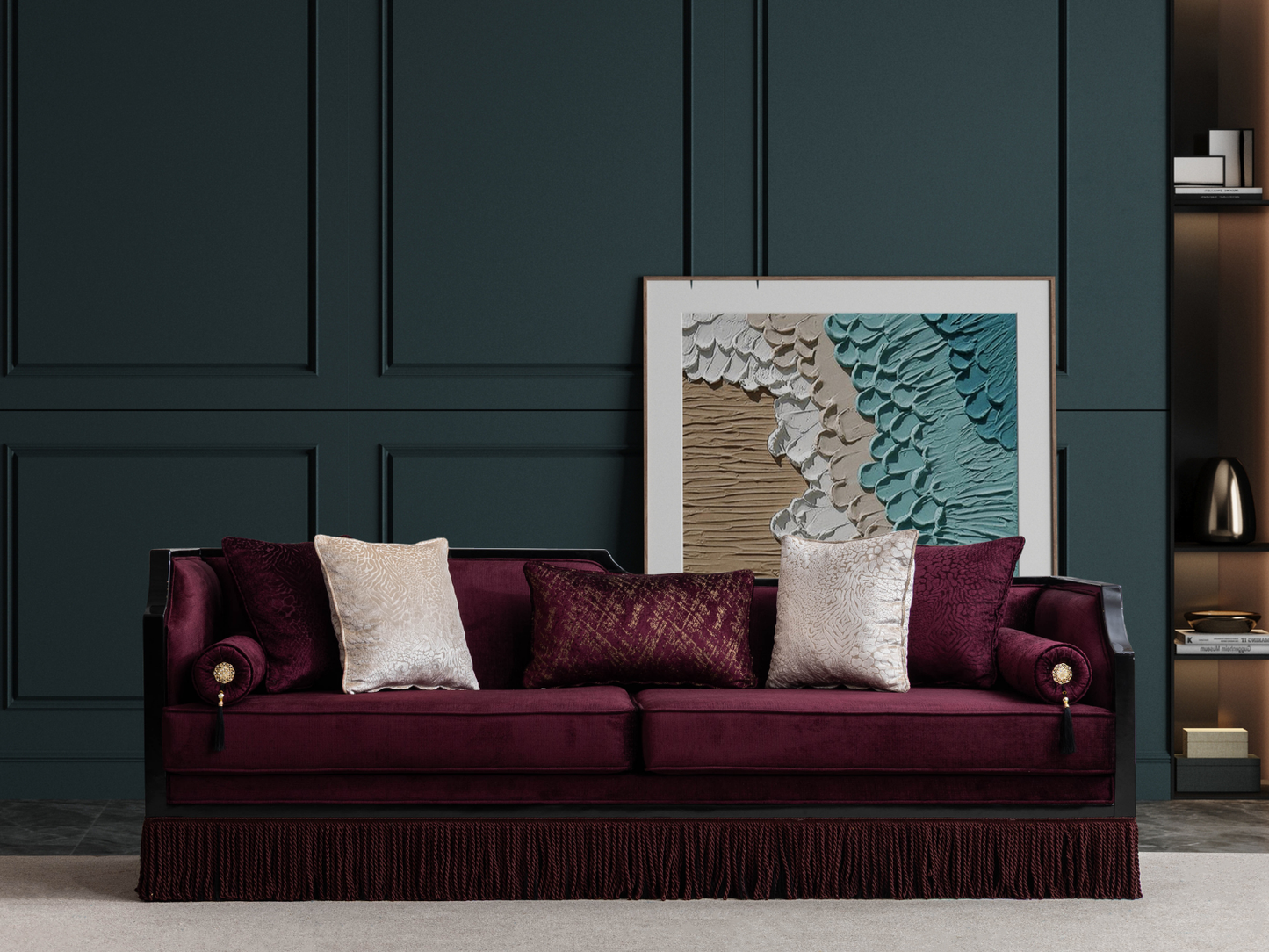 Lale Bordeaux 3-Sitzer