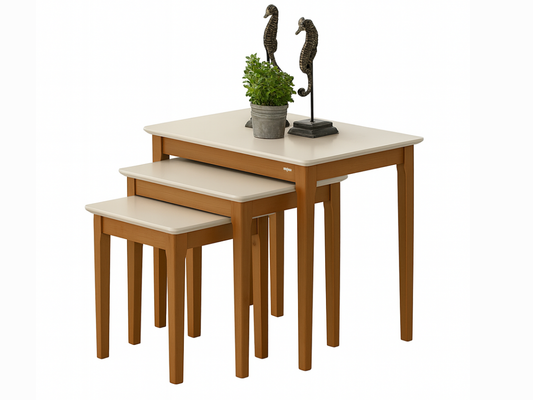 Kale Beistelltisch Creme-Walnuss