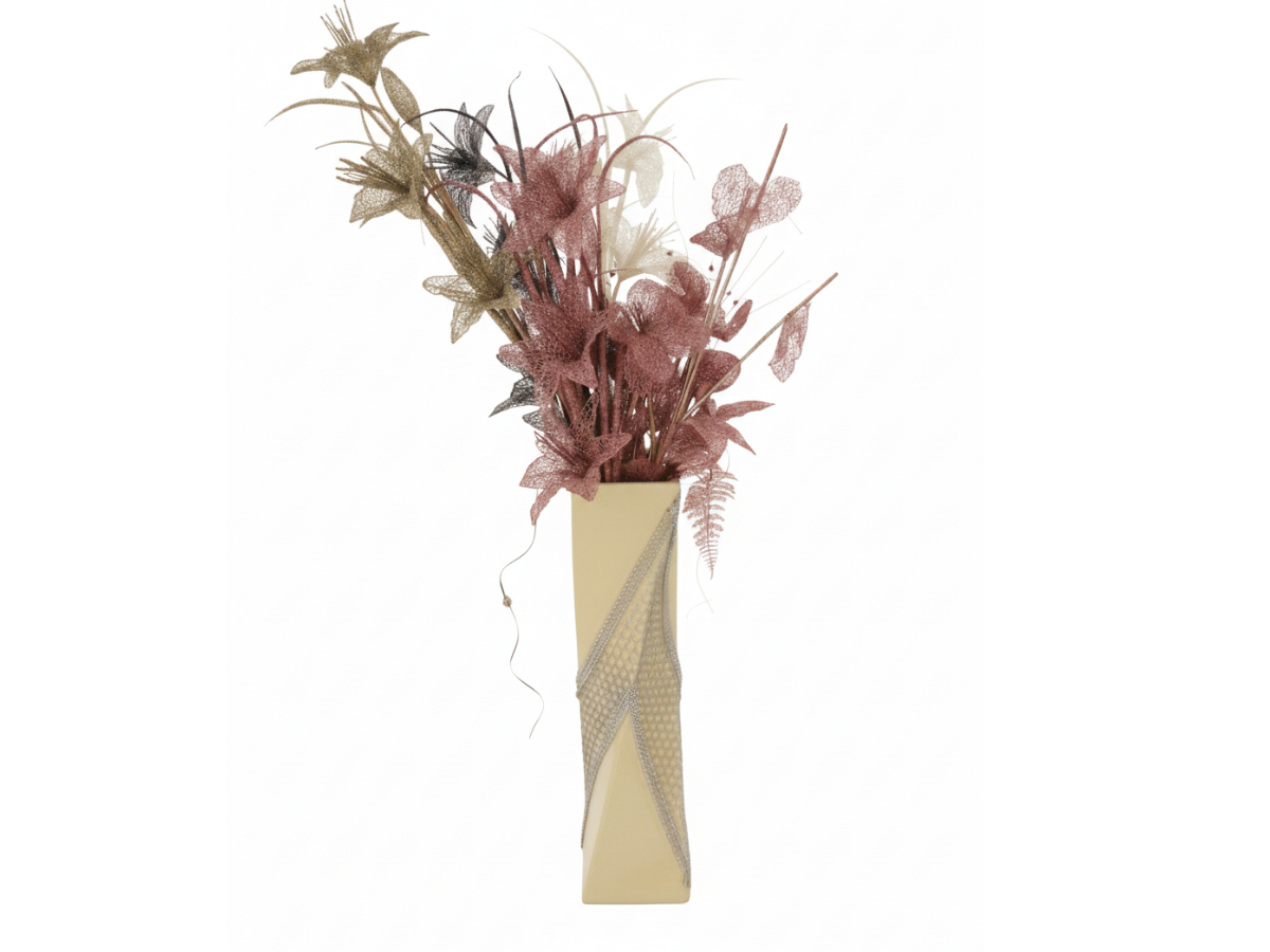 Vase mit Inhalt Cream