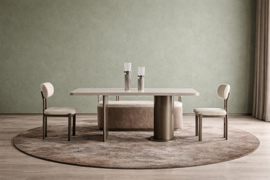 Viola Esstisch Weiß(Seide)/ Matt Gold 200 x 100 cm