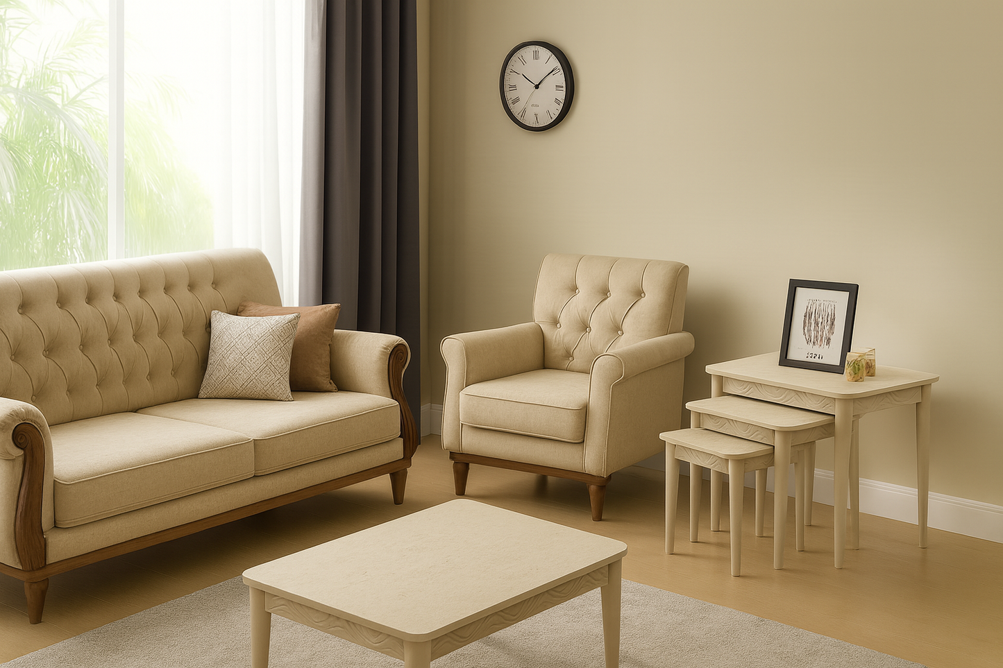 Sörf Beistelltisch 3er Set Traverten