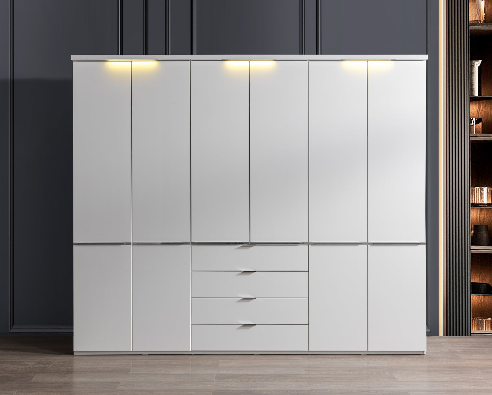 MELİS Kleiderschrank 270cm Weiß/Weiß