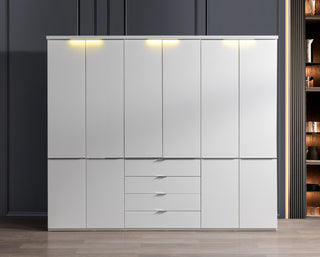 MELİS Kleiderschrank 270cm Weiß/Weiß