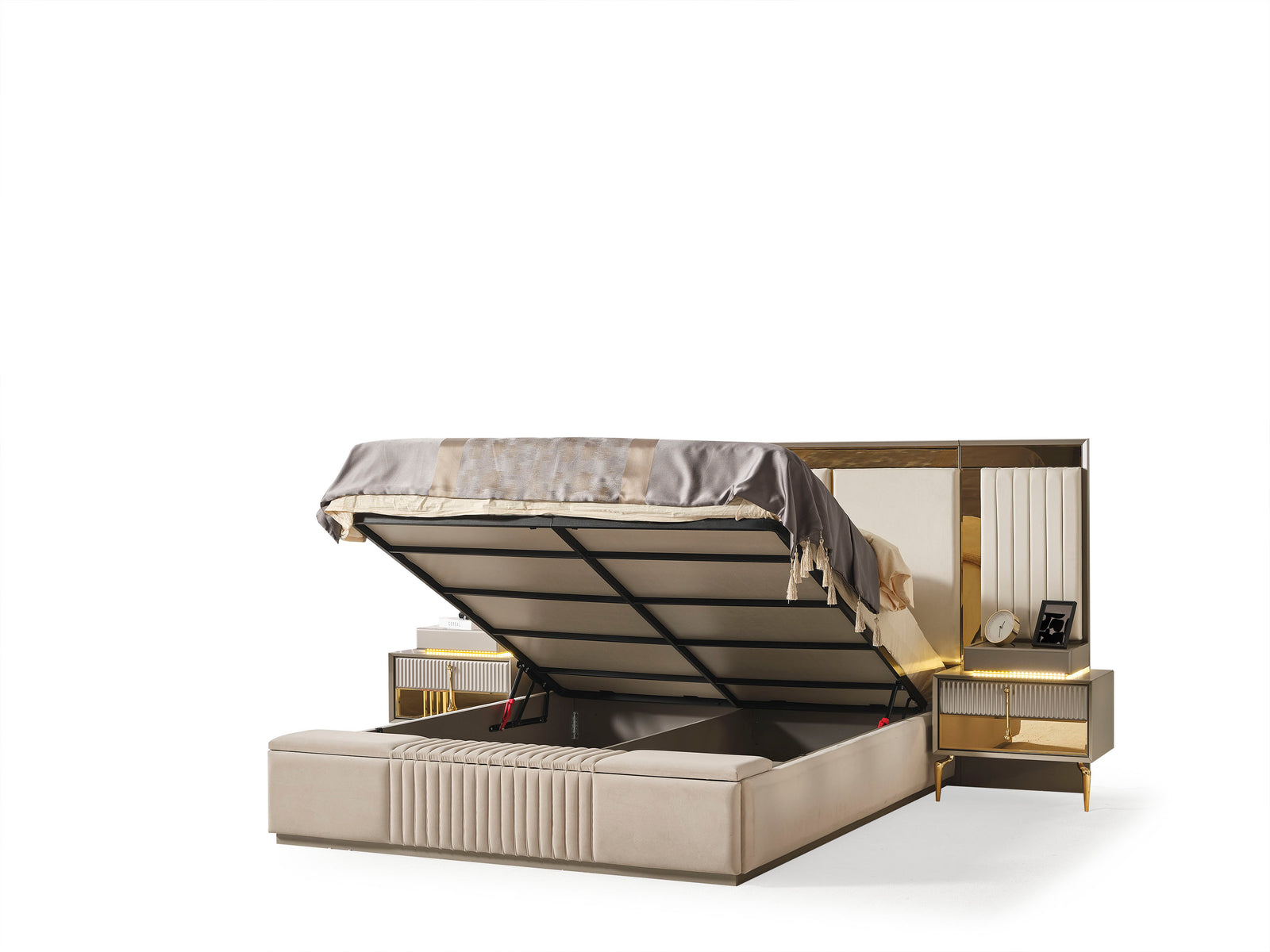 Lexus Grau Bett mit Bettkasten