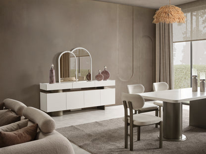 Viola Sideboard + Spiegel Weiß ( Seide)/ Matt Gold