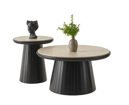 Diva Couchtisch 2er Set Traverten Schwarz