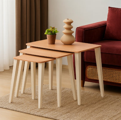Eylül Beistelltisch 3er Set Eiche