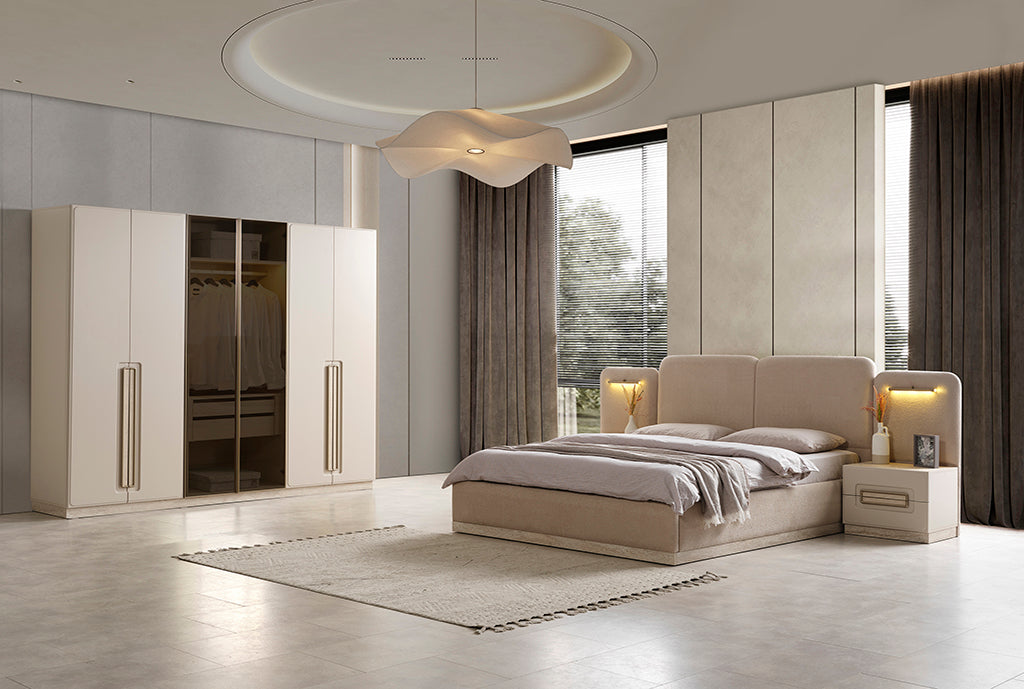 Akkor Schlafzimmer-Set – 6-türiger Schrank, Bett 160cm