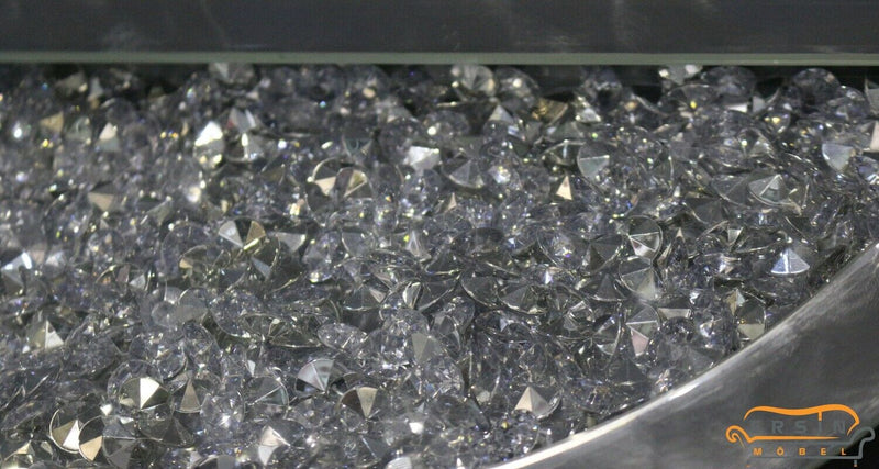 Kristall Wanduhr Silber Eckig 50 x 67,5cm mit Kristallsteinoptik