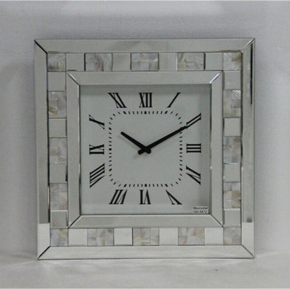 Kristall Wanduhr Silber Quadratisch 50cm mit Fliesenkante - Er-sin Möbel GmbH