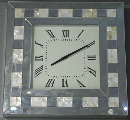 Kristall Wanduhr Silber Quadratisch 50cm mit Fliesenkante - Er-sin Möbel GmbH