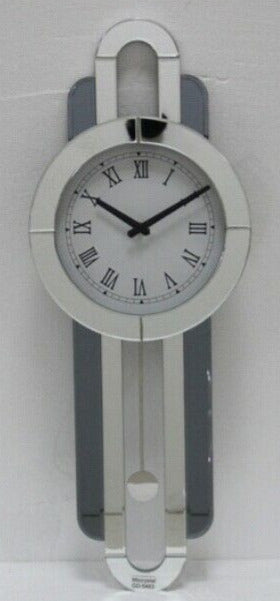 Kristall Wanduhr Silber länglich 30 x 80cm mit Spiegelkante - Er-sin Möbel GmbH