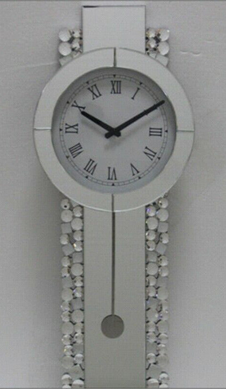 Kristall Wanduhr Silber länglich 30 x 80cm mit Kreisenkante - Er-sin Möbel GmbH